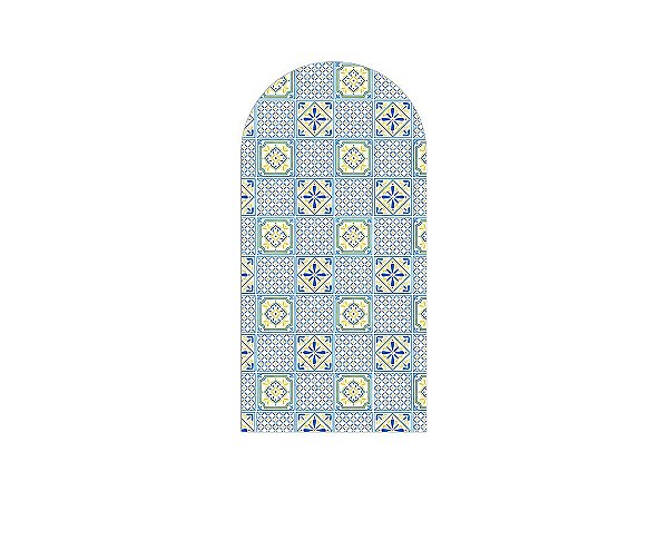 Painel De Festa Romano 1,00x2,00- Azulejo Azul com Amarelo 057