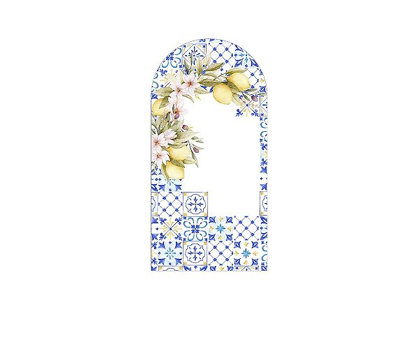 Painel De Festa Romano 1,00x2,00- Azulejo Mediterrâneo com Limões Sicilianos 077