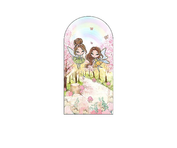 Painel De Festa Romano 1,00x2,00- Fadinhas Cute no Jardim 003