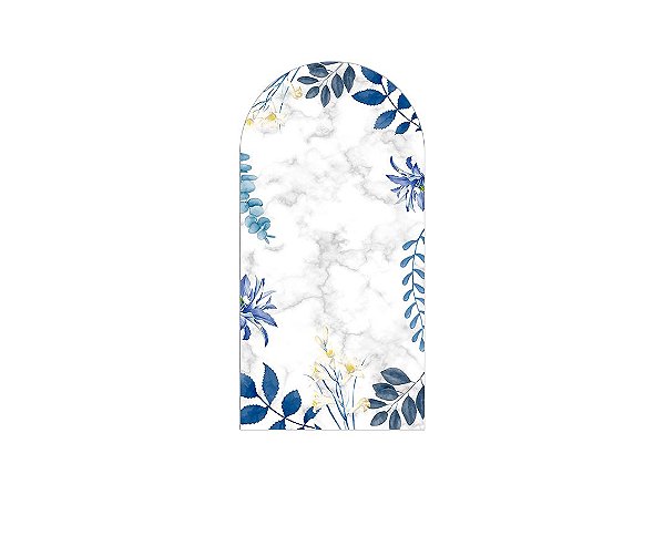 Painel De Festa Romano 1,00x2,00- Flores e Folhagens Azuis 004
