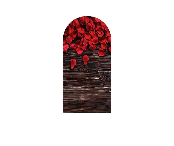 Painel De Festa Romano 1,00x2,00- Efeito Madeira com Pétalas de Flores 016