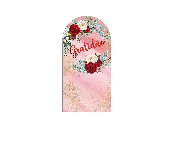 Painel De Festa Romano 1,00x2,00- Gratidão Efeito Mámore Floral 041