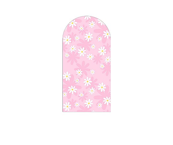 Painel De Festa Romano 1,00x2,00- Margaridas Fundo Rosa 075