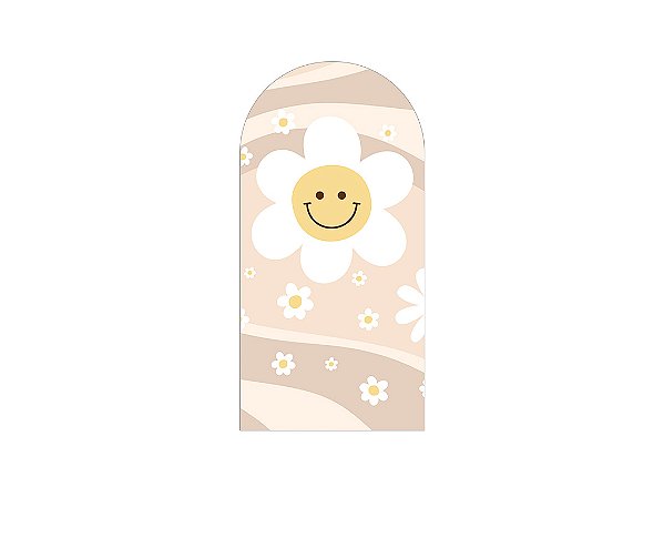 Painel De Festa Romano 1,00x2,00- Flor Sorridente Bege 079