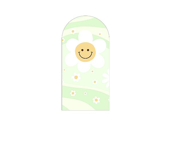Painel De Festa Romano 1,00x2,00- Flor Sorridente Verde Suave 085