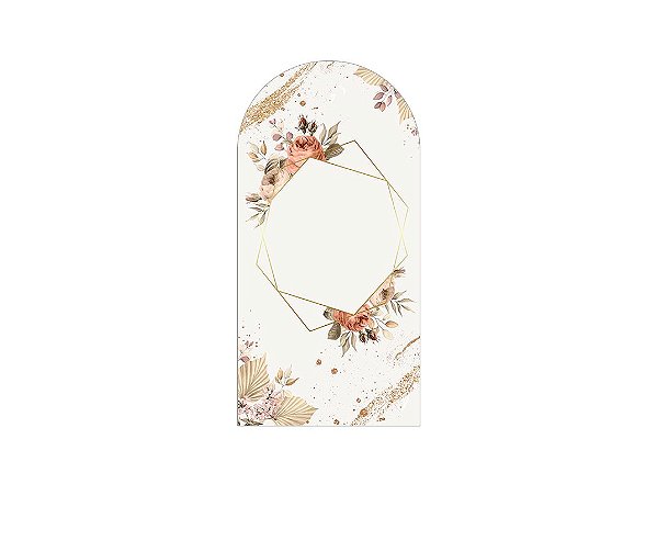 Painel De Festa Romano 1,00x2,00- Geométrico com Flores Bege 102