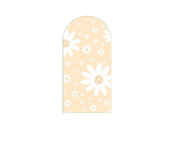 Painel De Festa Romano 1,00x2,00- Margaridas Fundo Bege 110