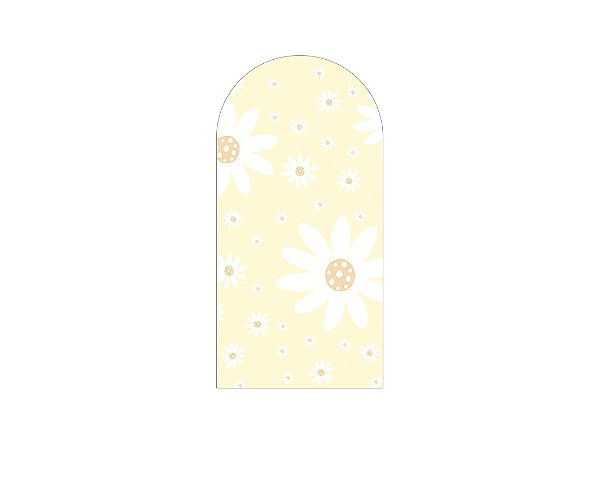 Painel De Festa Romano 1,00x2,00- Margaridas Fundo Amarelo Suave 111