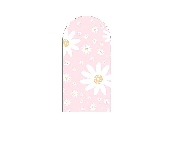 Painel De Festa Romano 1,00x2,00- Margaridas Delicadas Fundo Rosa Pastel 116