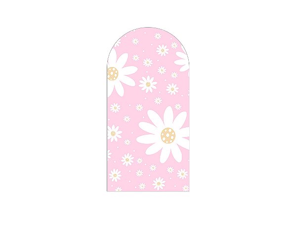 Painel De Festa Romano 1,00x2,00- Margaridas Delicadas Fundo Rosa 117