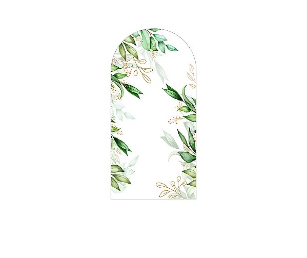 Painel De Festa Romano 1,00x2,00- Belas Folhagens Verdes com Dourado 127