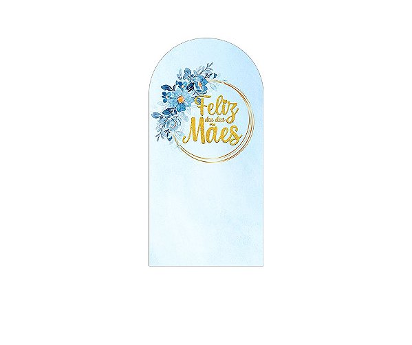 Painel Romano Veste Fácil 1,00x2,00 - Dia das Mães Frame Dourado Floral Azul 091