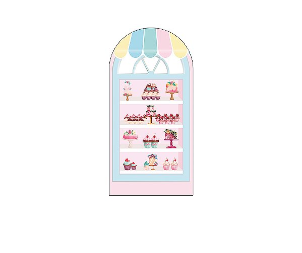 Painel Romano Veste Fácil 1,00x2,00 - Confeitaria Vitrine Rosa 005