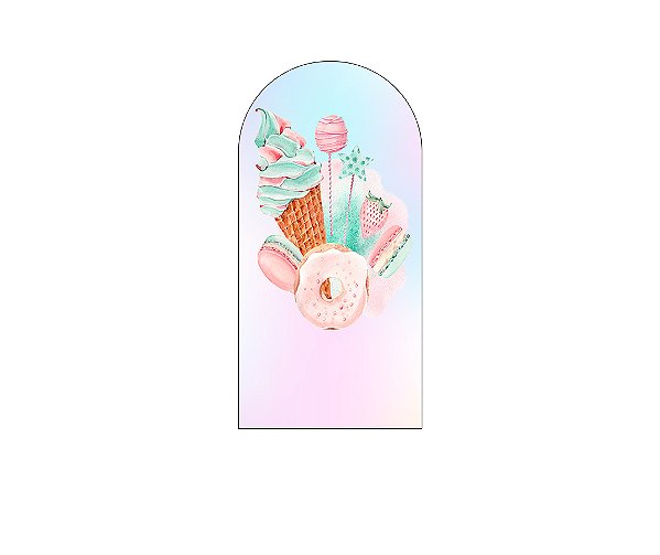 Painel Romano Veste Fácil 1,00x2,00 - Doces Sorveteria Aquarela 006