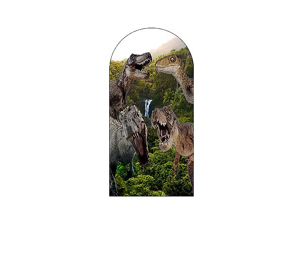 Painel Romano Veste Fácil 1,00x2,00 - Dinossauro Floresta com Cachoeira 010