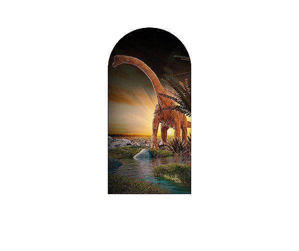 Painel Romano Veste Fácil 1,00x2,00 - Dinossauro Lago e Folhas 012