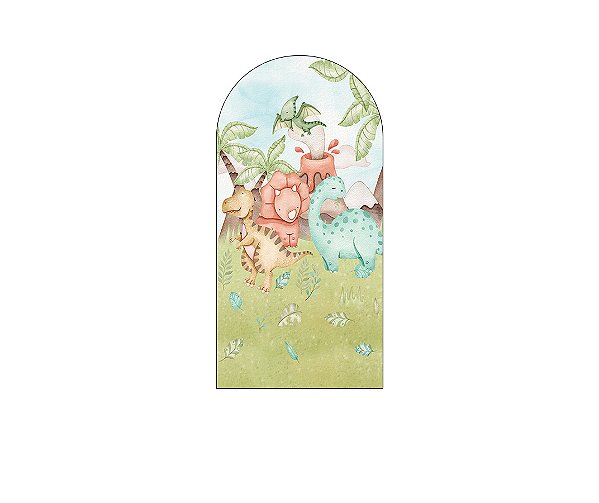 Painel Romano Veste Fácil 1,00x2,00 - Dinossauros Cute Aquarela 024
