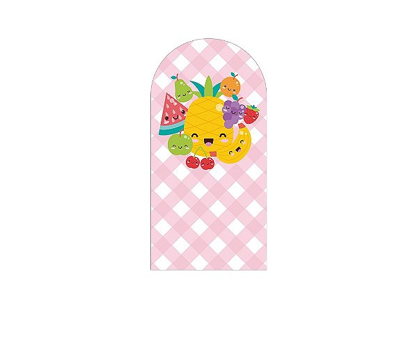 Painel Romano Veste Fácil 1,00x2,00 - Frutinhas Cute Xadrez Rosa 052