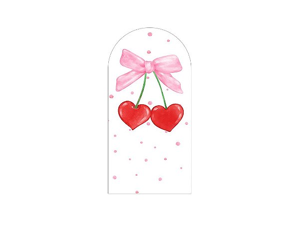 Painel Romano Veste Fácil 1,00x2,00 - Coração Cereja com Laço Rosa 079