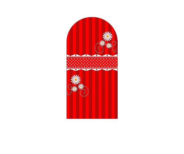 Painel Romano Veste Fácil 1,00x2,00 - Vermelho com Flores Brancas 013