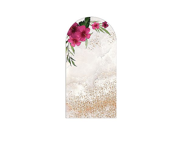Painel Romano Veste Fácil 1,00x2,00 - Flores Rosas com Efeito Glitter 020