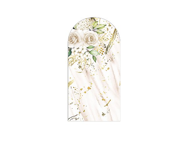 Painel Romano Veste Fácil 1,00x2,00 - Flores Efeito Mármore Bege 056