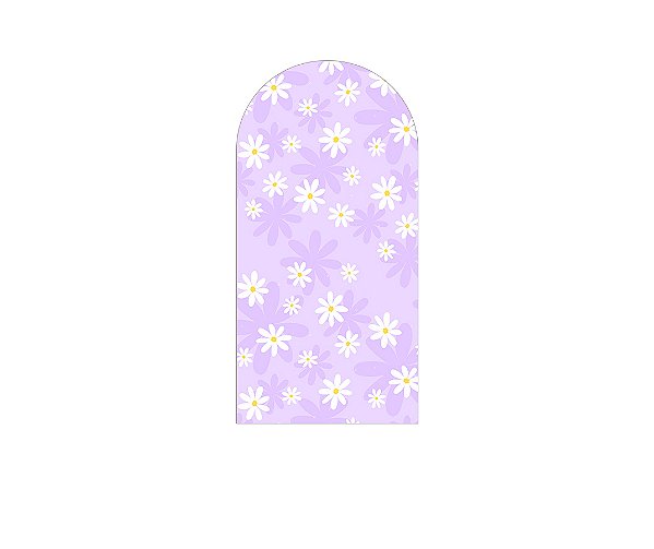 Painel Romano Veste Fácil 1,00x2,00 - Margaridas Fundo Lilás 074
