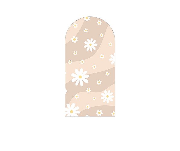 Painel Romano Veste Fácil 1,00x2,00 - Margaridas Fundo Bege 078