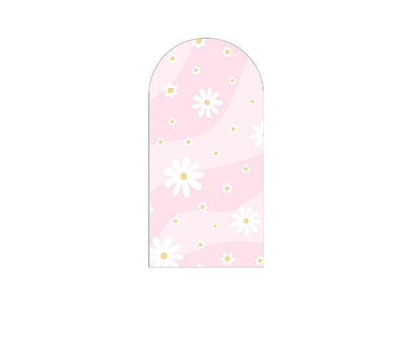 Painel Romano Veste Fácil 1,00x2,00 - Margaridas Fundo Rosa Suave 082