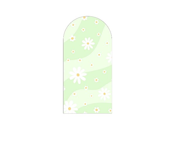 Painel Romano Veste Fácil 1,00x2,00 - Margaridas Fundo Verde Suave 084