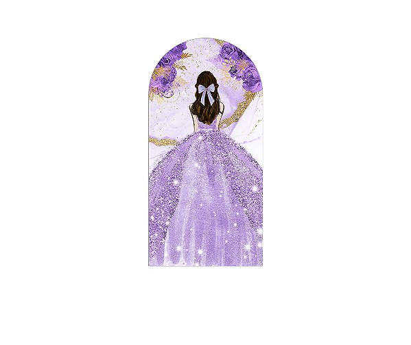 Painel Romano Veste Fácil 1,00x2,00 - Princesa Vestido e Flores Lilás 091