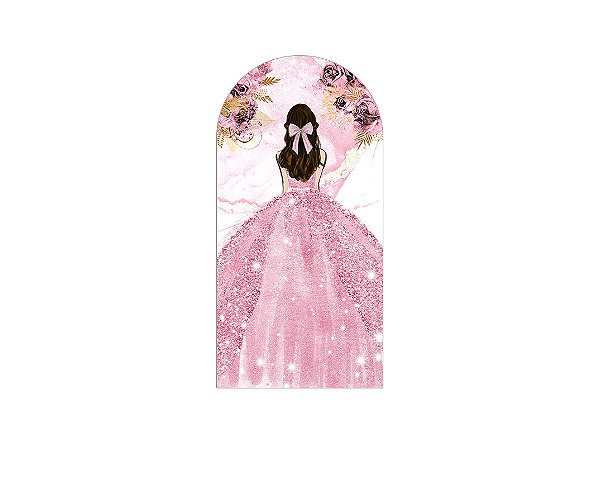 Painel Romano Veste Fácil 1,00x2,00 - Princesa Vestido e Flores Rosas 100
