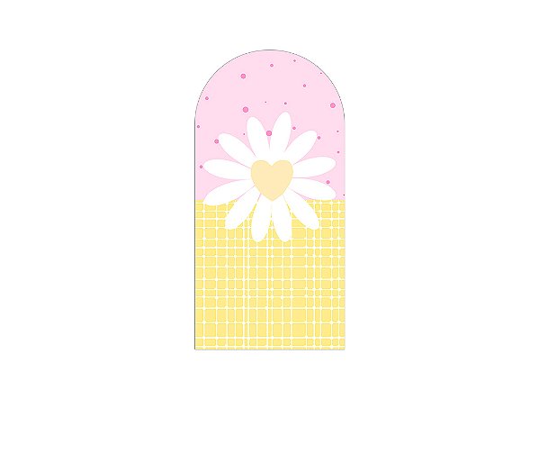 Painel Romano Veste Fácil 1,00x2,00 - Flor Margarida Rosa e Amarelo 108