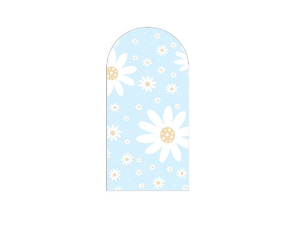Painel Romano Veste Fácil 1,00x2,00 - Margaridas Fundo Azul Suave 112