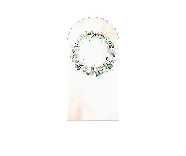 Painel Romano Veste Fácil 1,00x2,00 - Frame Flores e Folhas Verde e Rosa 131
