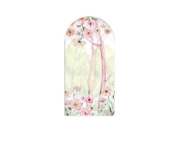 Painel Romano Veste Fácil 1,00x2,00 -  Floresta Rosada Aquarela 136