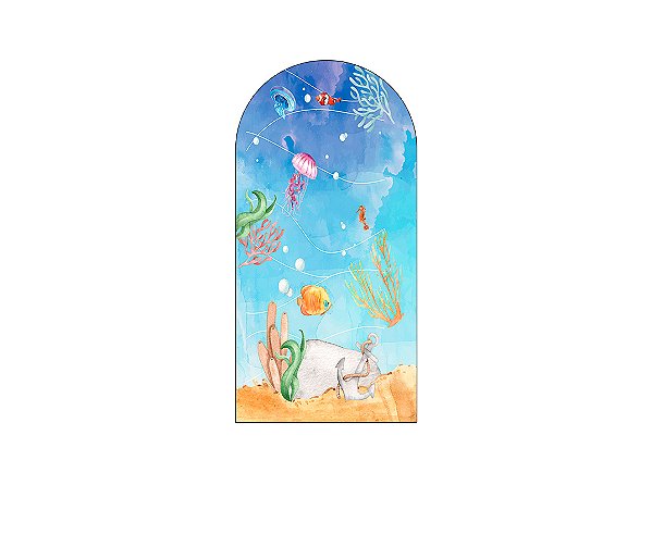 Painel De Festa Romano 1,00x2,00- Fundo do Mar Aquarela 001