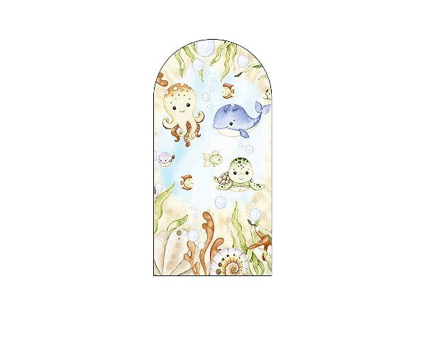 Painel De Festa Romano 1,00x2,00- Fundo do Mar Bege Aquarela 020
