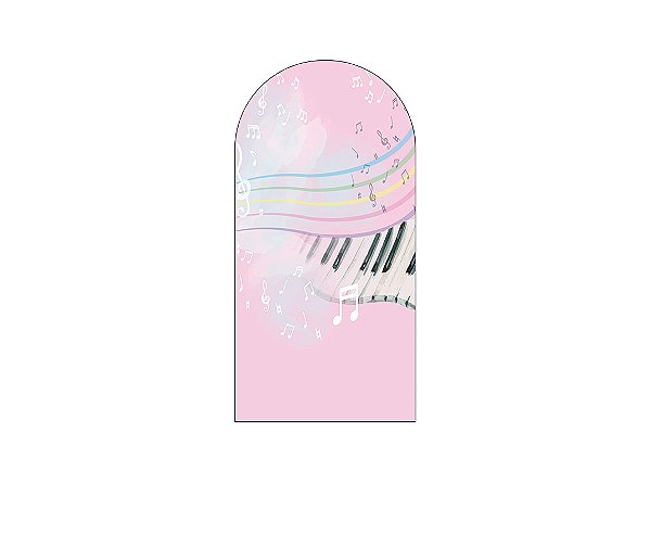 Painel De Festa Romano 1,00x2,00- Notas Musicais Rosa 001