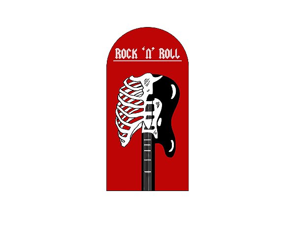 Painel De Festa Romano 1,00x2,00- Rock and Roll Guitarra 023