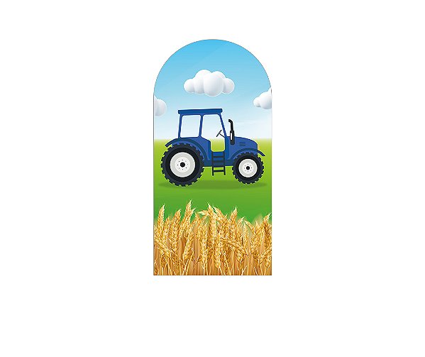 Painel De Festa Romano 1,00x2,00- Fazenda Trator Azul 010
