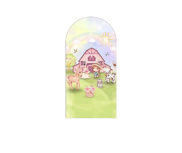Painel De Festa Romano 1,00x2,00- Fazendinha Celeiro com Flores 019