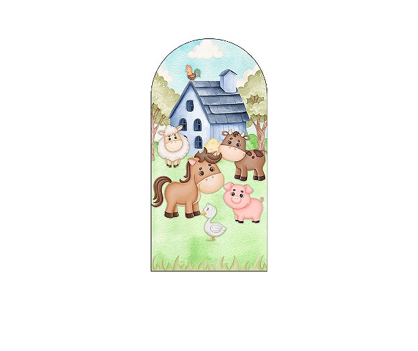 Painel De Festa Romano 1,00x2,00-  Fazendinha Casinha Azul Animais 026