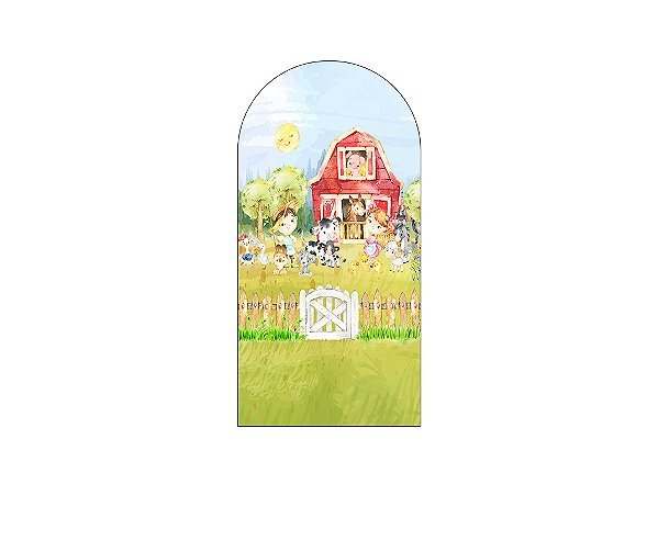 Painel De Festa Romano 1,00x2,00- Fazendinha Casal Cute 035