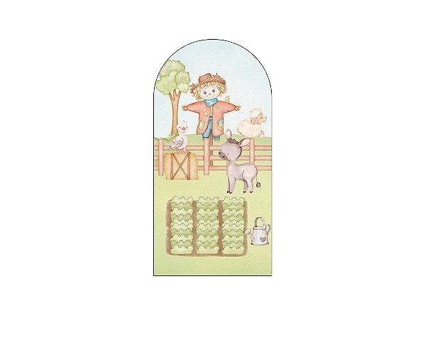 Painel De Festa Romano 1,00x2,00- Fazendinha Tons Claros 046