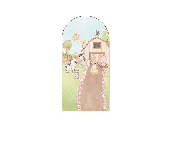 Painel De Festa Romano 1,00x2,00- Animais Fazendinha Florida 049