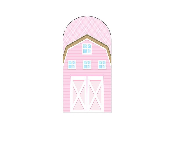 Painel De Festa Romano 1,00x2,00- Fazendinha Celeiro Delicado Rosa 055