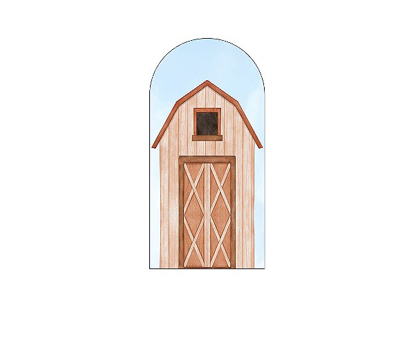 Painel De Festa Romano 1,00x2,00- Fazendinha Celeiro Bege 058