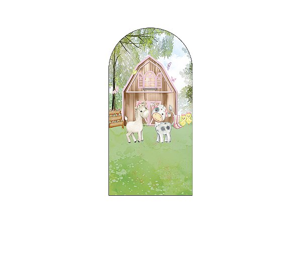 Painel De Festa Romano 1,00x2,00- Fazendinha Celeiro com Animais 065