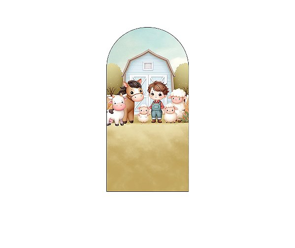 Painel De Festa Romano 1,00x2,00- Fazendinha Menino Boiadeiro Cute 077